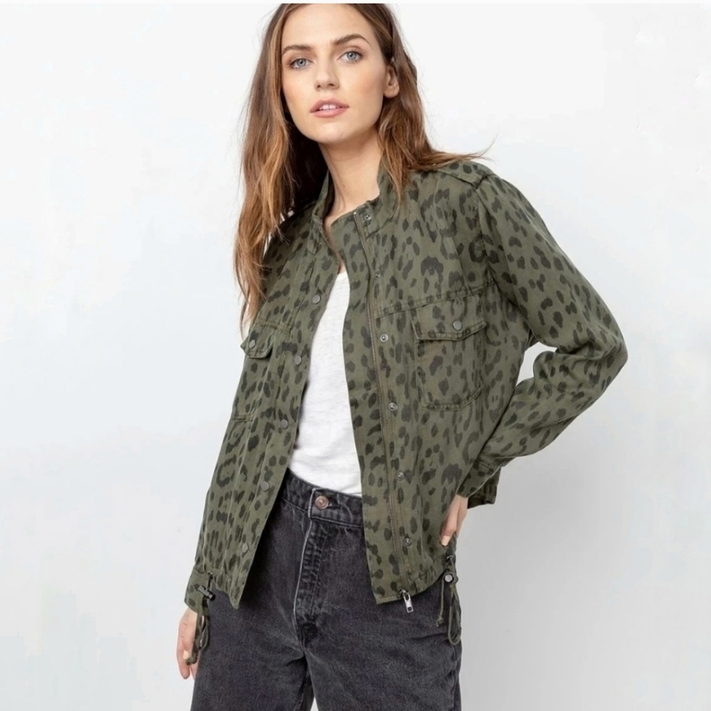 Rails Collins Leopard Print Olive Utility Jacket Sz S